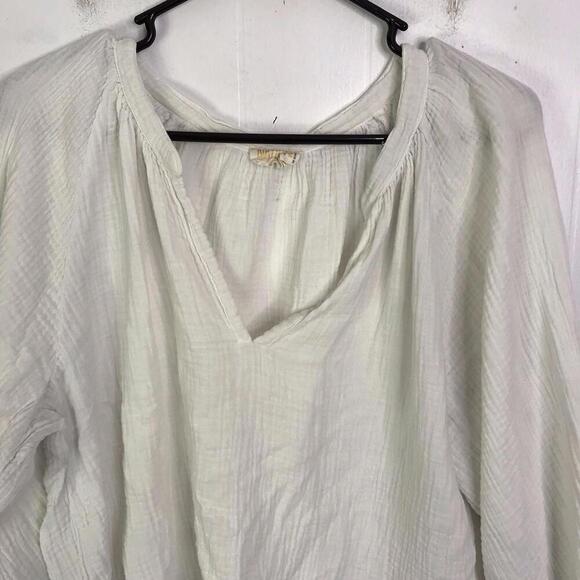 Nation LTD Top Womens M Mimi Romance Textured Gauze Fringe Hem Natural Boho - Picture 3 of 10